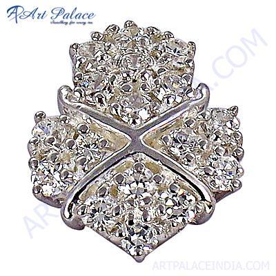 स्पार्कलिंग क्यूबिक जिरकोनिया जेमस्टोन सिल्वर पेंडेंट