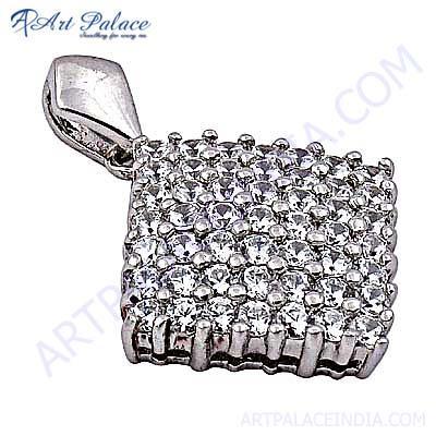 Sensational Cubic Zirconia Gemstone Sterling Silver Pendant