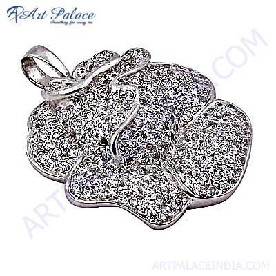 रोज़ स्टाइल क्यूबिक जिरकोनिया स्टर्लिंग सिल्वर पेंडेंट