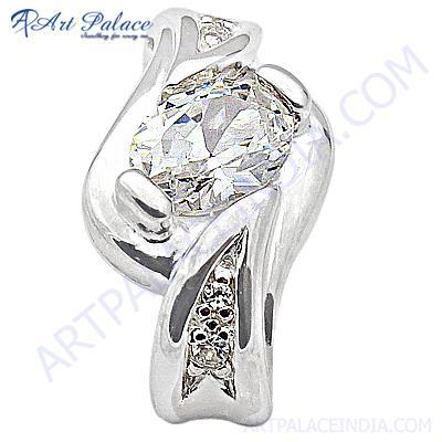Sensational Cubic Zirconia Sterling Silver Pendant