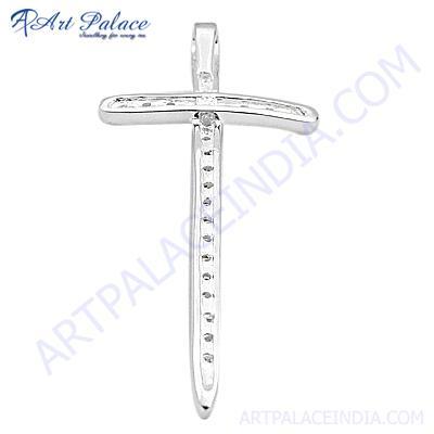 Sensational Cross Cubic Zirconia Sterling Silver Pendant