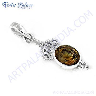 सच में डिजाइनर सिट्रीन रत्न चांदी का लटकन