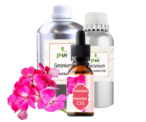 Geranium Oil - 98% Pure Essential Oil | Floral Aroma, Greenish Olive Liquid, For Treating Acne, Burns & Eczema, Ideal for All Ages, Store in Cool & Dry Place