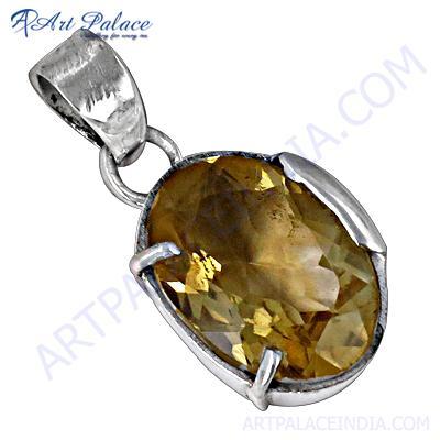 आकर्षक सिट्रीन रत्न चांदी का लटकन