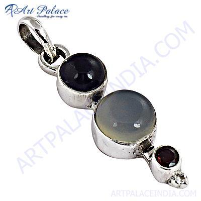 इंडियन टच एमेथिस्ट, चाल्स और गार्नेट जेमस्टोन सिल्वर पेंडेंट