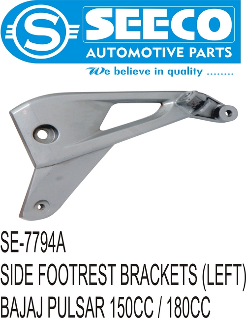 SIDE FOOTREST BRACKETS (LEFT) - Mild Steel, Stainless Steel, Weight 400-450 Grams | Polished Finish, 5-10 Years Working Life, Durable Automotive Component