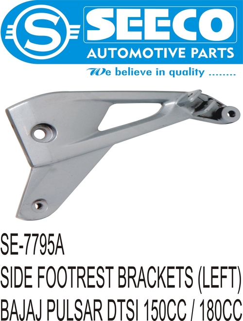 SIDE FOOTREST BRACKETS (LEFT) - Mild Steel, Steel & Stainless Steel, 400-450 Grams | Polished Finish, Working Life: 5-10 Years, Durable Automotive Component