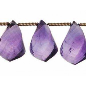 Amethyst Twisted Faceted Beads Drop - 15mm Natural Gemstone Beads | Customizable Designs, Guz Stone Types Available, Purity Guaranteed, Lifetime Buyback