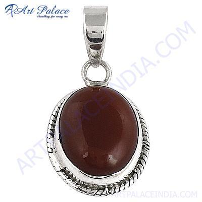 लाल गोमेद के साथ विक्टोरियन डिजाइनर रत्न चांदी का लटकन