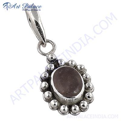 Valuable Rose Quartz Gemstone Sterling Silver Pendant