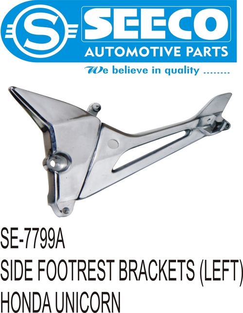 SIDE FOOTREST BRACKETS (LEFT) - Mild Steel | Dimensions: 20.3 x 14.5 x 7.9 cm, Weight: 300-450 g, Finish: Polished, Working Life: 5-10 Years