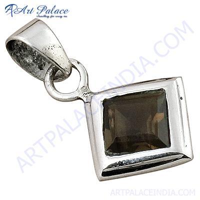 प्रसिद्ध डिजाइनर स्मोकी क्वार्ट्ज रत्न चांदी का लटकन