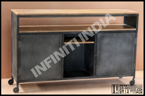 पॉलिश इंडस्ट्रियल स्टाइल टीवी कैबिनेट