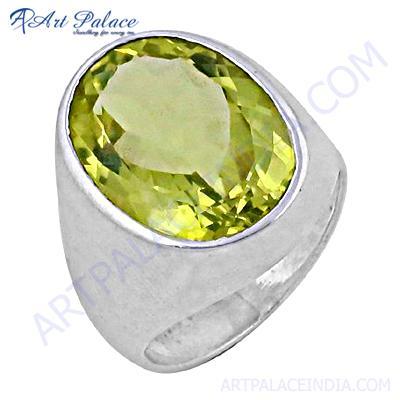 नई अतिरिक्त चमक नींबू क्वार्ट्ज रत्न चांदी की अंगूठी