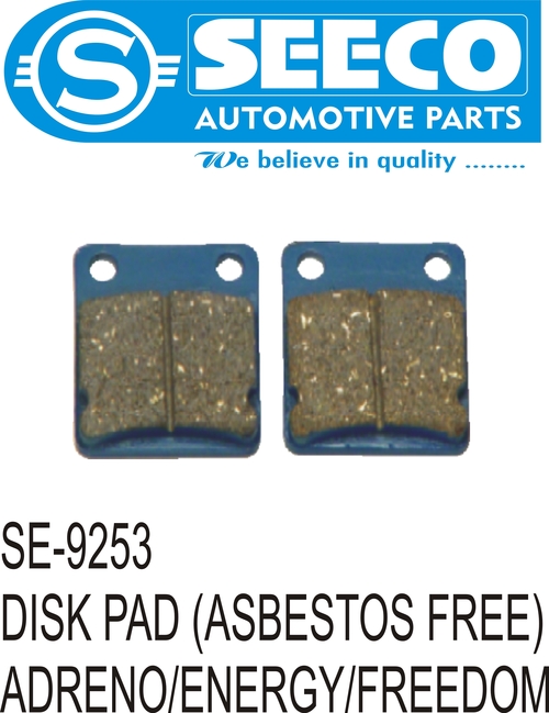 DISK PAD (ASBESTOS FREE) - Sintered Carbon Metallic & Semi-Metallic Materials , High Thermal Stability, Low Fade, Anti Squeak Properties