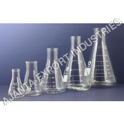 Conical Flask - Glass Material, 5-25 Grams Weight | Graduated for Volume Measurement, Tapered Body Design