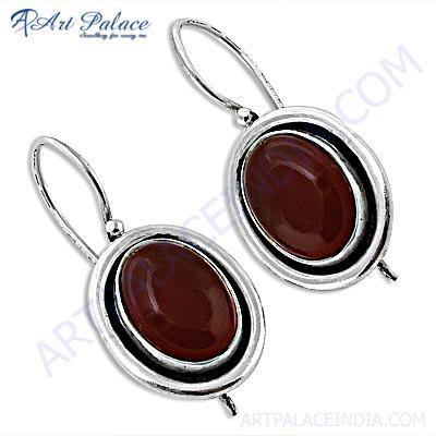 भारतीय Deisgner रत्न चांदी की बालियां Carnelian के साथ