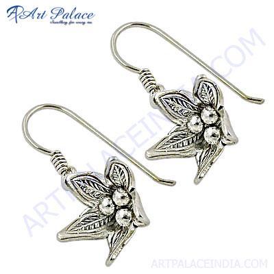 प्राचीन शैली सादा चांदी की बालियां