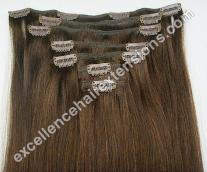 Clip On Hair Extension - Synthetic Fiber, 20 Inches Long, Dark Brown | Easy Application, Reusable, Volume Boosting