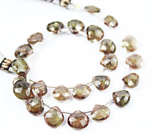 8 इंच - 7-9 मिमी - प्राकृतिक एंडुलासाइट फैसेटेड हार्ट ड्रॉप बारीलेट बीड्स स्ट्रैंड रॉंडेल्स