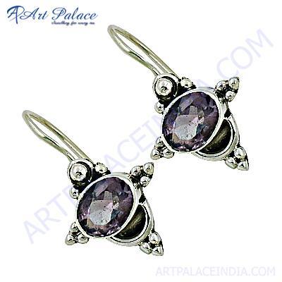 सही मायने में डिजाइनर नीलम रत्न चांदी की बालियां