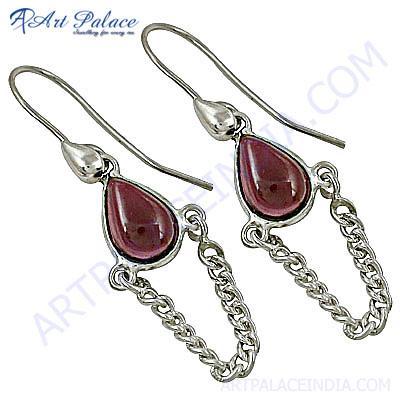 शानदार टूमलाइन रत्न स्टाइलिश चांदी की बालियां