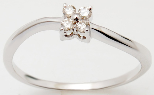 18K White Gold Small Diamond Ring Design For Cute  Diamond Clarity: Fl