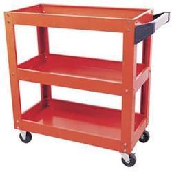 Automobile Tool Trolley - Steel, 3 Shelves, Swivel Wheels | Red, Corrosion Resistant, Durable Storage Solution