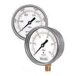 Capsule Pressure Gauge - Brass & Stainless Steel, 100mm to 150mm Size Range, 0 to 6000 mmwc Scale, 2% Accuracy | Plastic Dial, Direct Bottom Mounting