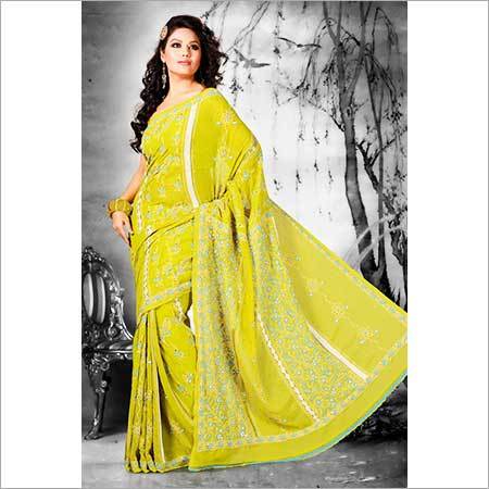 फॉक्स जॉर्जेट साड़ी