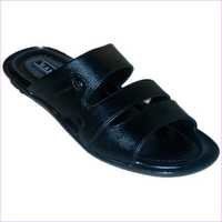 Mens Black Leather Slippers