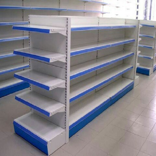 Showroom Display Racks - Metal, Free Standing Unit, 4 Shelves, 50 Kg Load Capacity | White Finish, Single Sided, Ideal For Supermarkets And Commercial Spaces