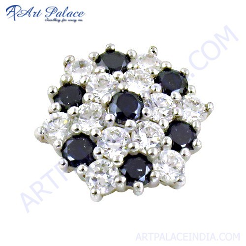 नवीनतम ब्लैक एंड व्हाइट क्यूबिक जिरकोनिया जेमस्टोन सिल्वर पेंडेंट