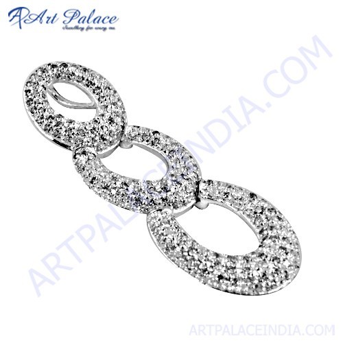 शालीन फैशनेबल क्यूबिक जिरकोनिया जेमस्टोन सिल्वर पेंडेंट