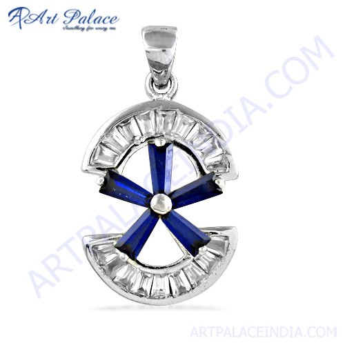 सरल स्याही और सफेद घन ज़िरकोनिया चांदी का लटकन