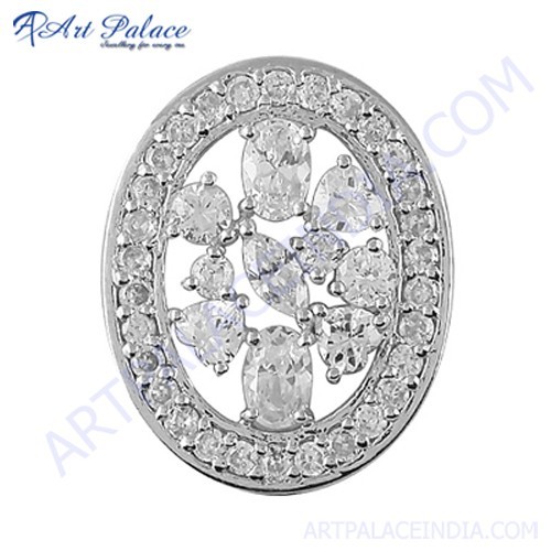 चमकदार क्यूबिक जिरकोनिया जेमस्टोन सिल्वर पेंडेंट