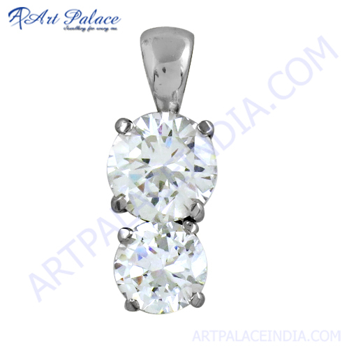 जगमगाती दोहरी Cz रत्न चांदी का लटकन