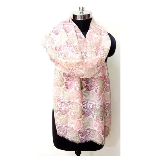 लाइट वूल डिज़ाइनर ब्लॉक प्रिंटेड स्टोल