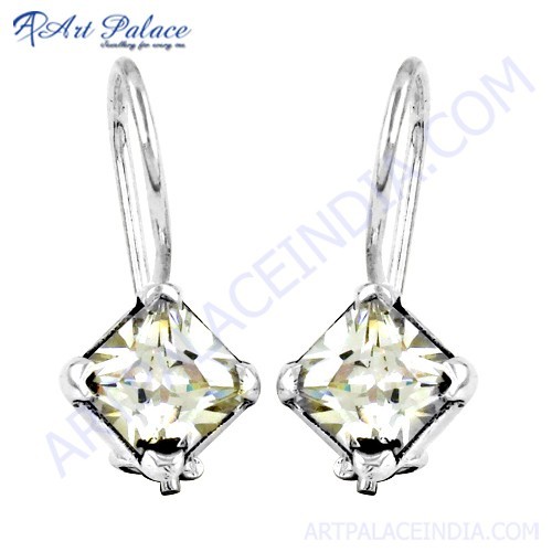 स्पार्कलिंग क्यूबिक जिरकोनिया जेमस्टोन सिल्वर ईयररिंग्स