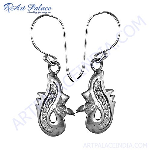 प्राचीन शैली घन Zirconia रत्न चांदी की बालियां