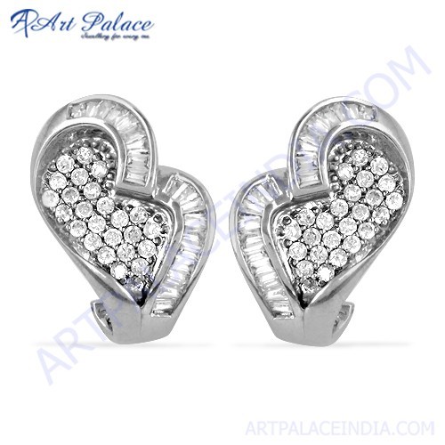 अनूठी शैली घन Zirconia चांदी की बालियां