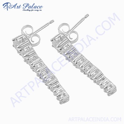 नवीनतम लक्ज़री क्यूबिक ज़िरकोनिया जेमस्टोन सिल्वर इयररिंग्स