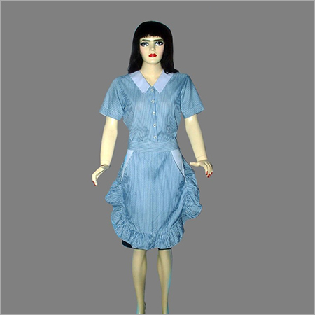 Waitress Uniform - Cotton Blend, Various Sizes, Light Blue, Knee-Length | Stylish Design, Perfect Fit, Durable, Machine Washable
