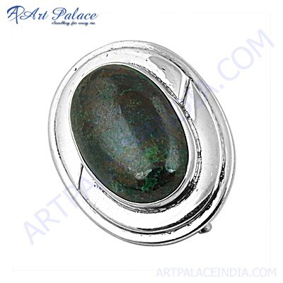 विशेष अंडाकार आकार का अज़ुराइट रत्न सिल्वर ब्रोच