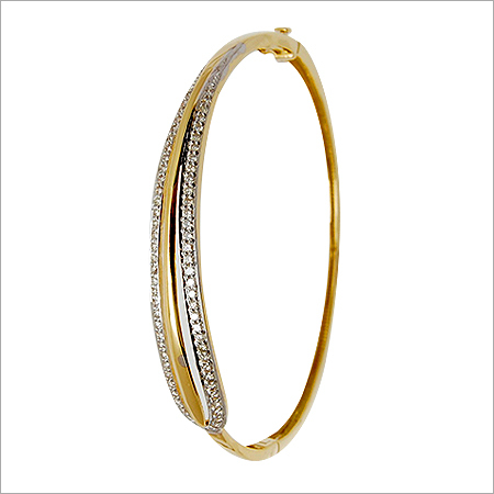 Odorless Sophisticated Pave Diamond Sleek Gold Bangle