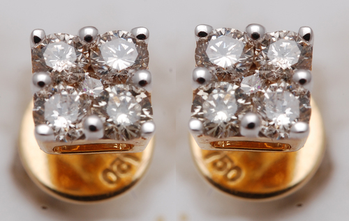 Small Diamond Gold Earrings - 18K, 14K, or 10K Gold Purity | Lead-Free, Nickel-Free, Customizable Designs for Weddings and Parties