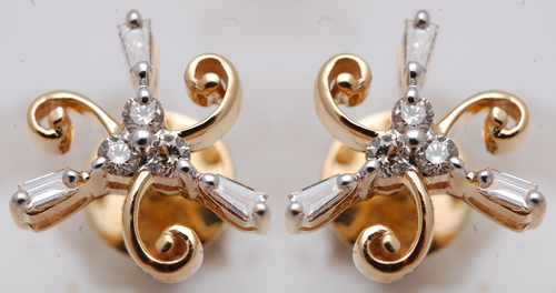 Baguette And Round Diamonds Simple Tops Design, Indian Jewelry In Diamond And Gold Gender: Women's