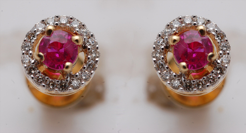  Ruby Jewelry Earring, Red Ruby Stone Gold Earring For Cute Girls  Gender: Women'S