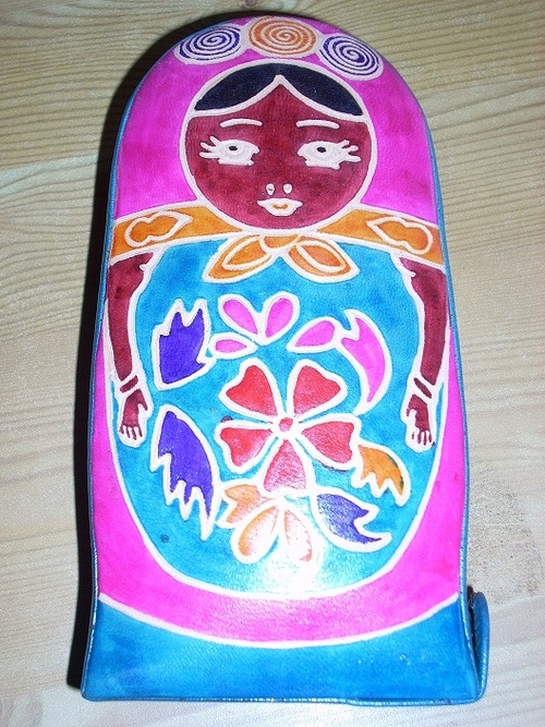 Doll Face Leather Coin Pouch - Genuine Leather, 4x3x1 Inches, Pink | Zip Closure, Compact Design, Attractive Pattern