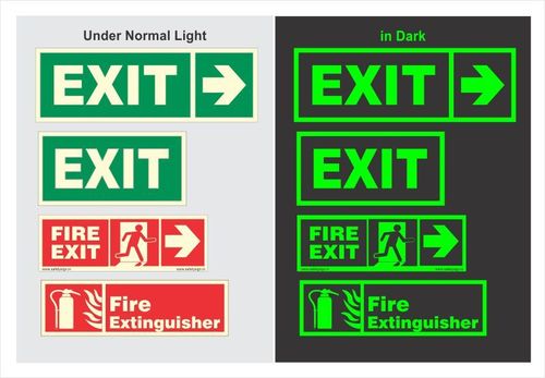 Fire Exit Signs - Multi Color, 254-381mm Length, 127-254mm Width | Adhesive Sticker, Permanent Lighting, Clear and Understandable Design